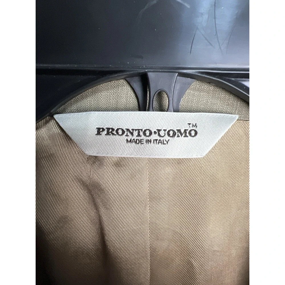 Pronto Uomo Blazer 42R Tan 100% Wool Made In Italy Sport Coat‎